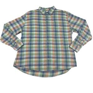 Carbon 2 Cobalt Size XL Mens Cotton Long Sleeve Multicolor Plaid Button Up Shirt
